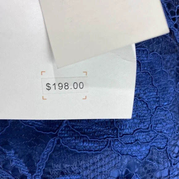 NWT’s Gal Meets Glam Women’s Eve Blue Lace Short Sleeve Ruffle Hem Dress size 8 - Picture 10 of 16